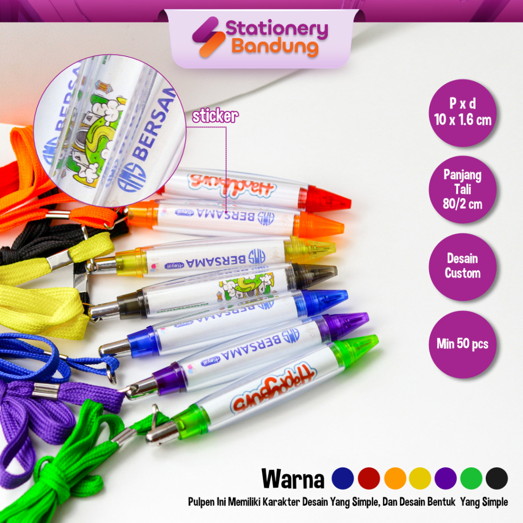 

Pulpen Ballpoint Cabe Custom Nama Logo Stiker Desain Sendiri Event Promosi Souvenir Usaha Murah