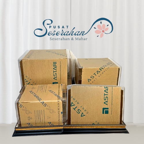 Kotak Hantaran Akrilik Hitam Emas 1 Set Isi 4 – Tampilan Mewah