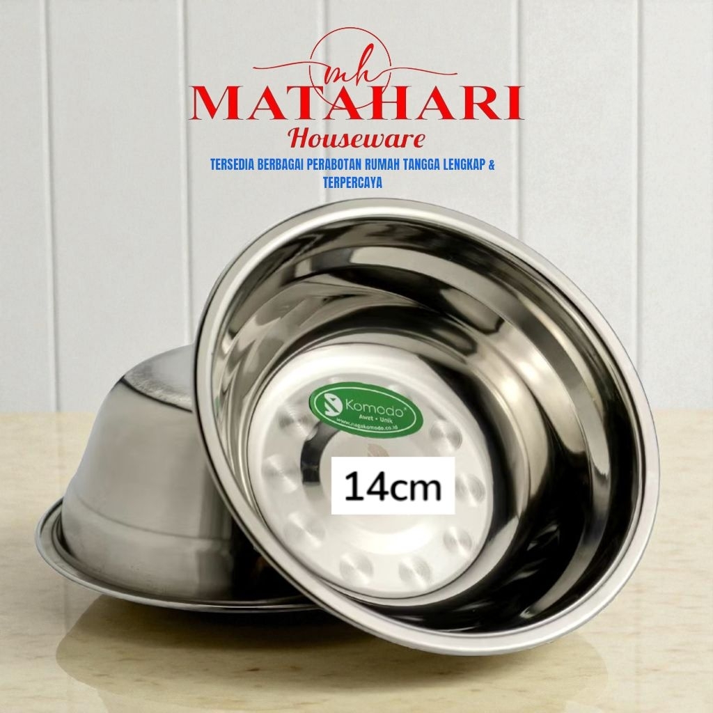 KOBOKAN14KMD- BASKOM-KOBOKAN-WADAH KOMODO 14CM STAINLESS STEEL MATERIAL BAHAN TEBAL