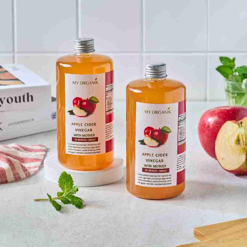 

My Organik Paket Lebih Banyak 1 Liter Cuka Apel Dapat 2 Cuka Apel With Mother Original 500 ml