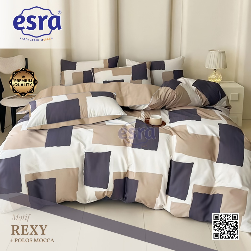 Sprei Katun Lokal ESra Motif Kotak Rexy Minimalis Coklat