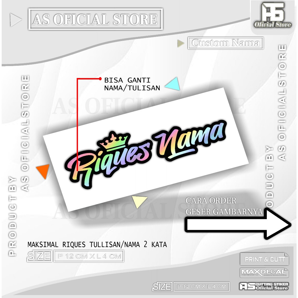 

Stiker Nama Custom Nama Suka Suka Pakai Mahkota Stiker Cutting Anti Air