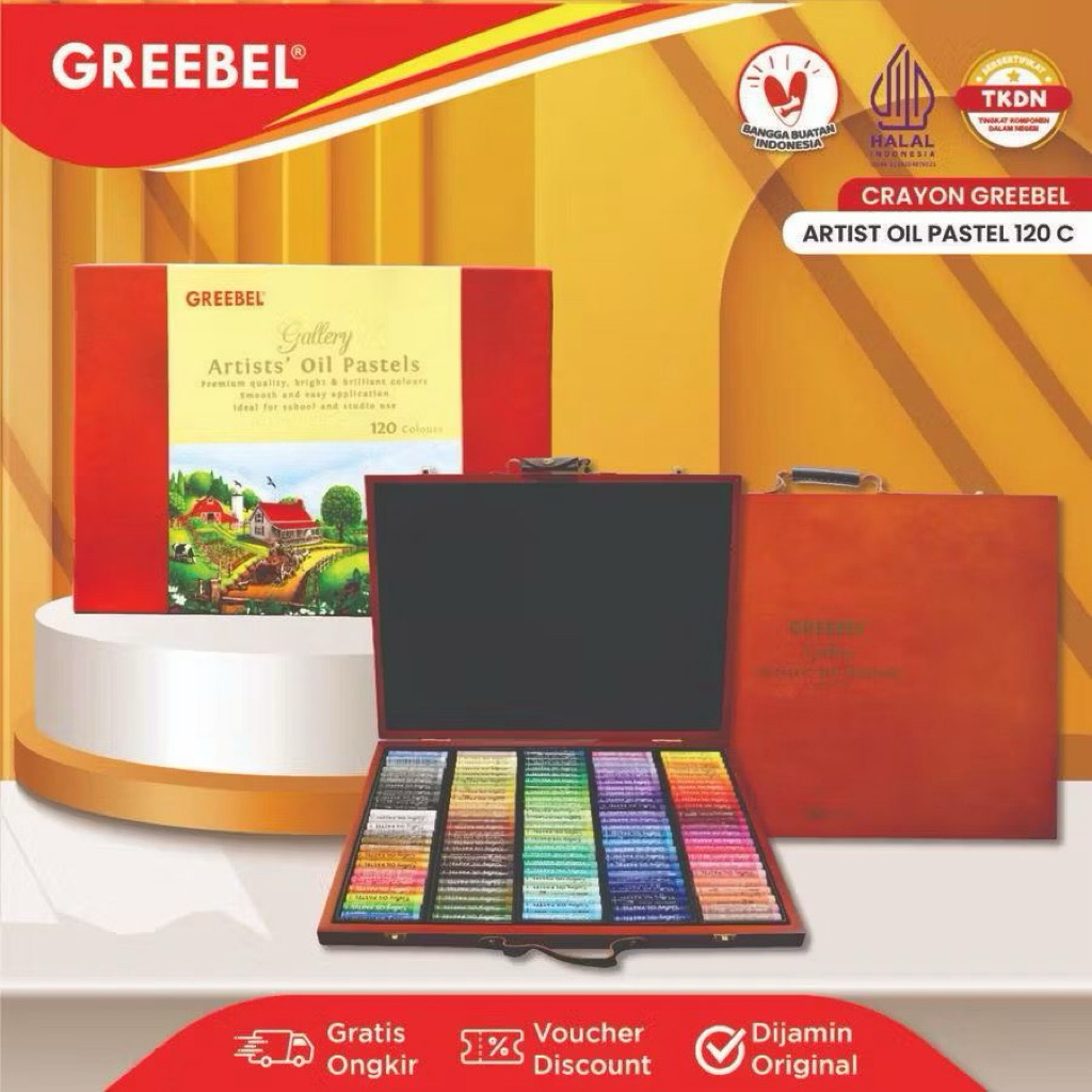 

GREEBEL Crayon Krayon ARTIST 120 Warna / ARTIST Oil Pastel 120 (AOP120) Mewarnai Professional Crayon Set