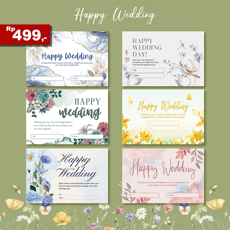 KARTU/STIKER/HANGTAG HAPPY WEDDING PERNIKAHAN GREETING CARD VOL A