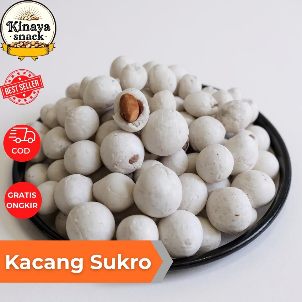 

Kacang Sukro 250 gram -1kg / Kacang Sukro putih / Kacang Atom Putih Asin Gurih Renyah Cemilan Snack