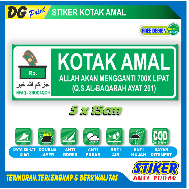 

Stiker anti pudar kotak amal identitas tempat pengumpulan uang sticker box infak masjd musholla