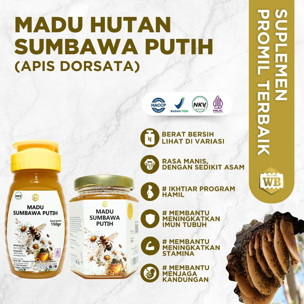 

WB Wild Bee - Madu Sumbawa Putih / Lebah Apis Dorsata - Wild Bee - Kemasan Try Kit - Beli 10 Gratis 1