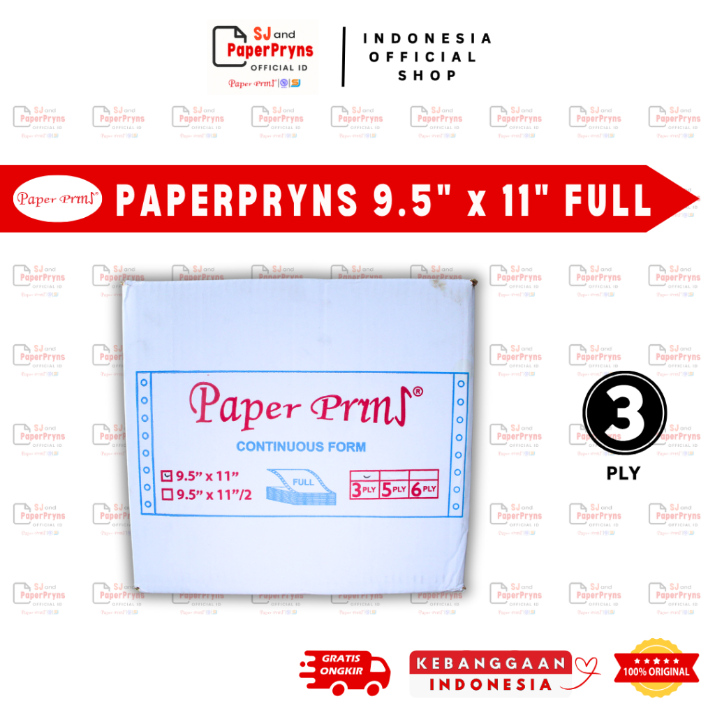

PAPERPRYNS Kertas Continuous Form 9,5" × 11" (3 PLY) NCR Sheets