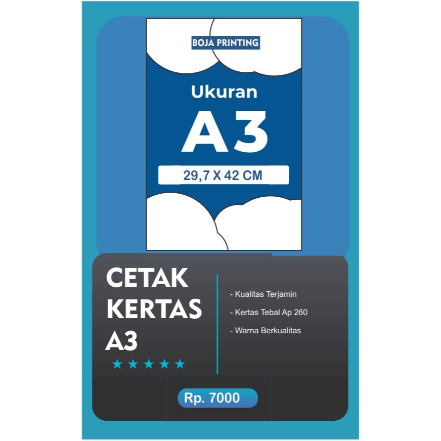 

CETAK KERTAS A3 (29.7 x 42 cm)