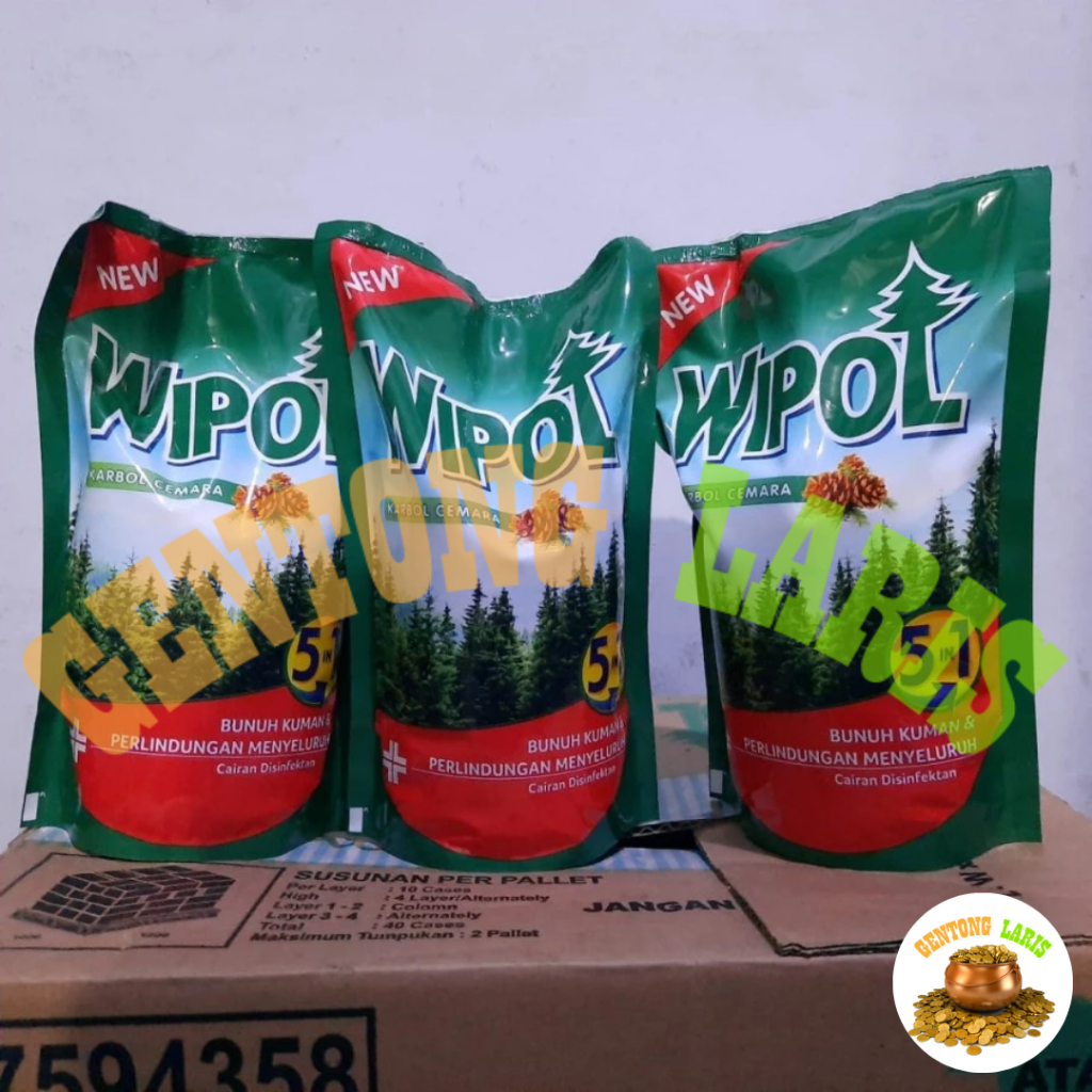 1 Karton / Dus Wipol 5 In 1 Karbol Pembersih Lantai Desinfektan Cemara 750mL
