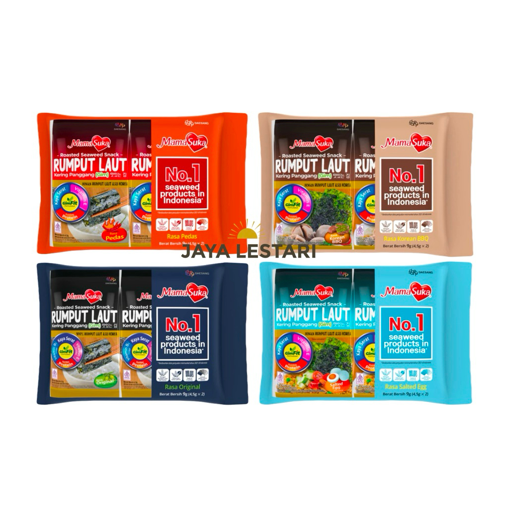 

Mama Suka Rumput Laut Kering Panggang (Isi 2 pcs/Pack) (4,5gx2) (7 Varian Rasa)