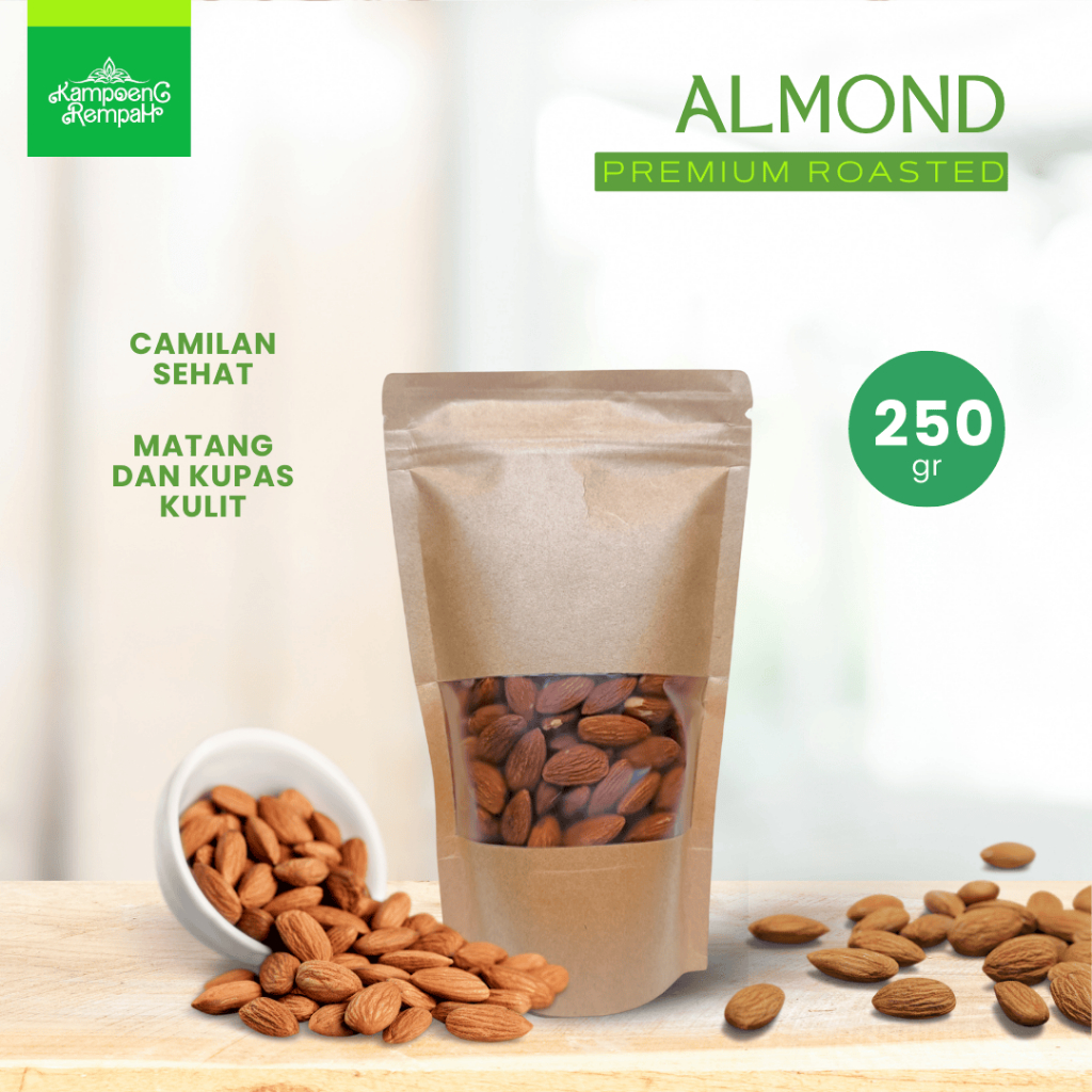 

Kacang ALMOND Utuh Kupas Panggang/Roasted 250gr
