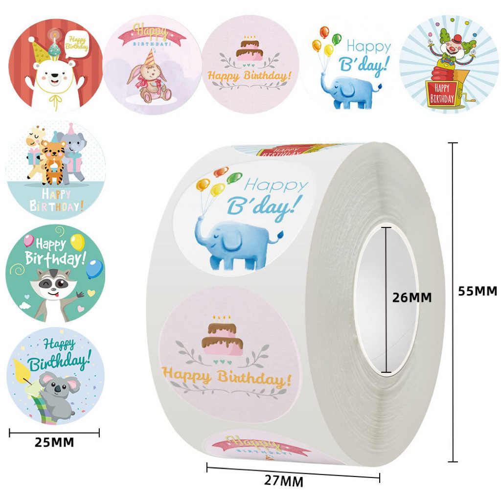 

500 PCS Sticker Roll HAPPY BIRTHDAY | Sticker Gulung Tulisan Selamat Ulang tahun