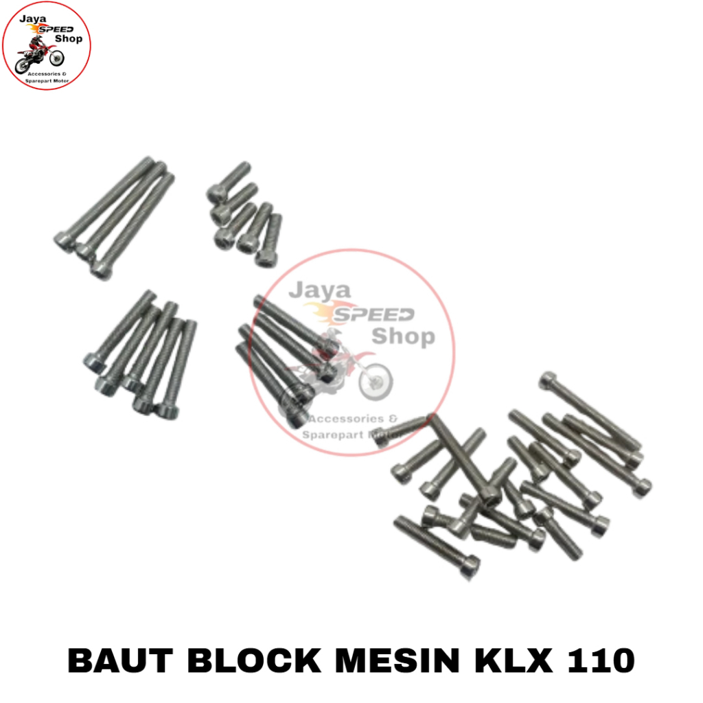Baut Blok Mesin KLX 110 Full Set Stainless - Baut Mesin KLX