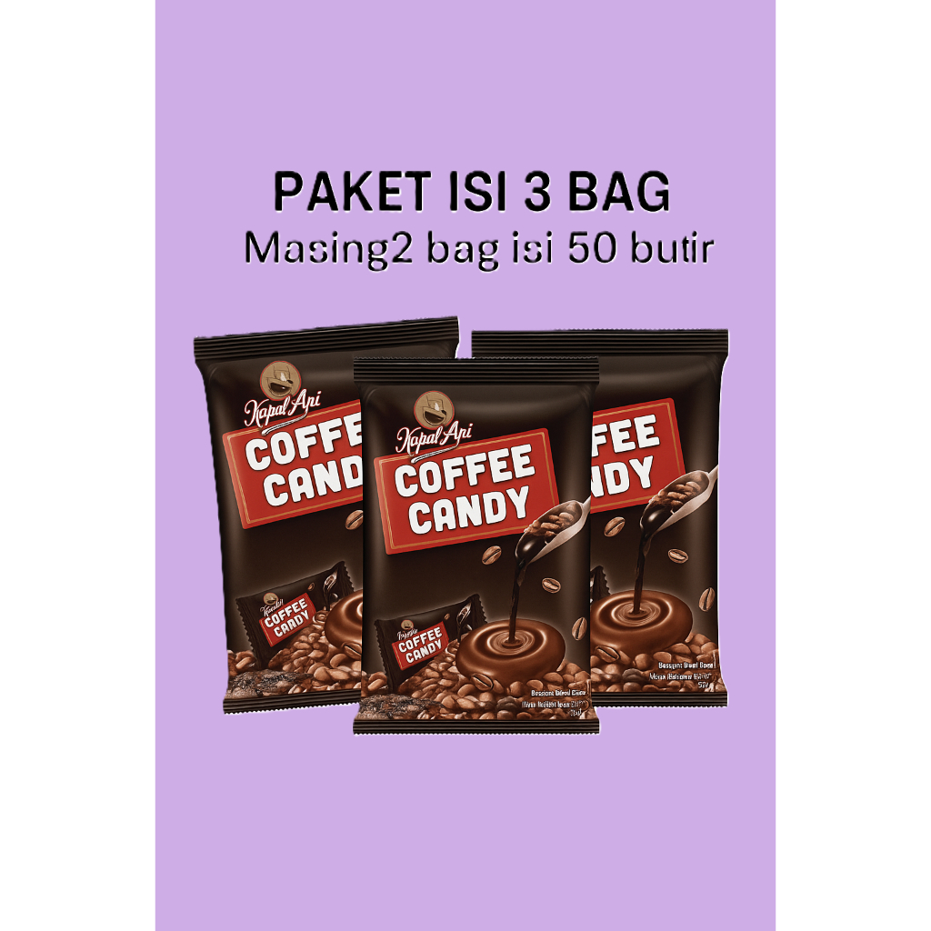 

(3 BAG) COFFEE CANDY permen kopi hitam bag isi 50 butir