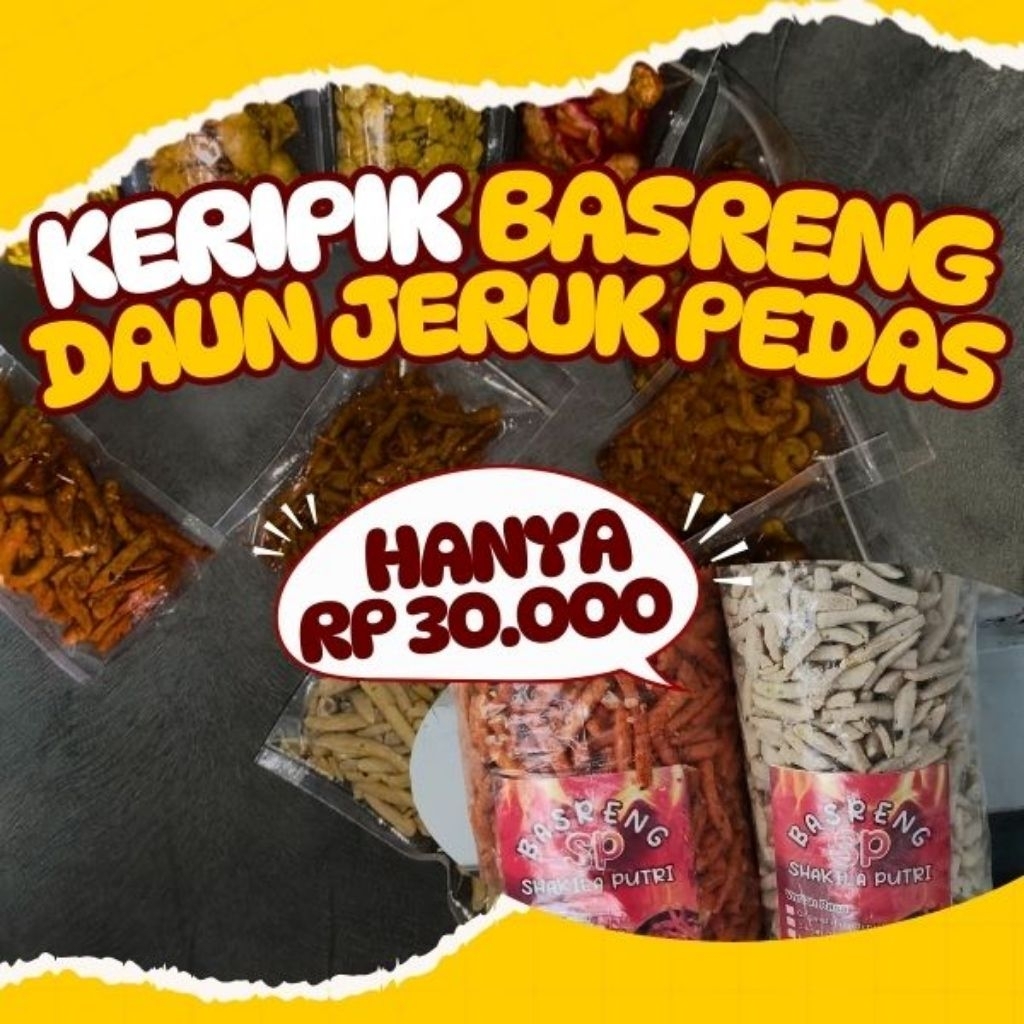 

KERIPIK BASRENG DAUN JERUK SP WANGI GARING SUPER PEDAS HARGA MURAH