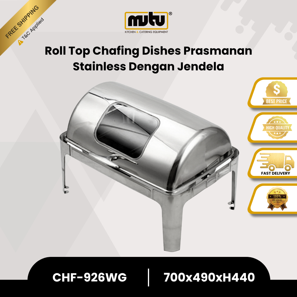 MUTU Chafing Dish Stainless Tempat Penghangat Makanan Prasmanan Roll Top 9 Liter CHF926W
