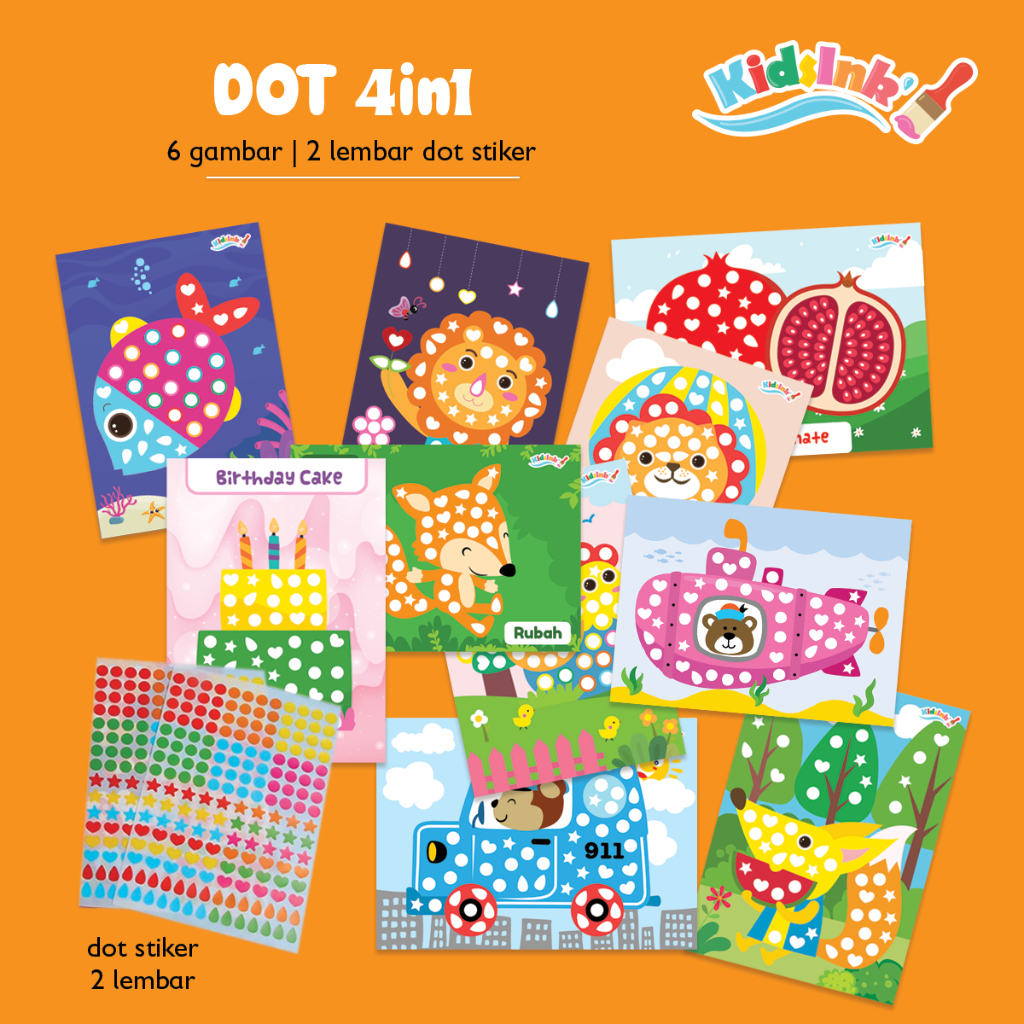 

PAKET USAHA Isi 24Pcs DOT ACTIVITY STIKER 4in1 Mainan Edukasi Stiker Anak