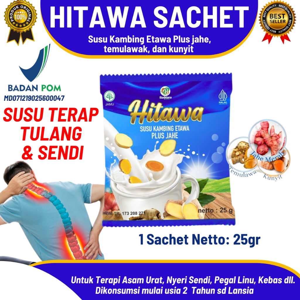 

Hitawa 25gr Susu Kambing Etawa Herbal – Jahe Temulawak Kunyit | Rematik, Nyeri Sendi, Pegal Linu