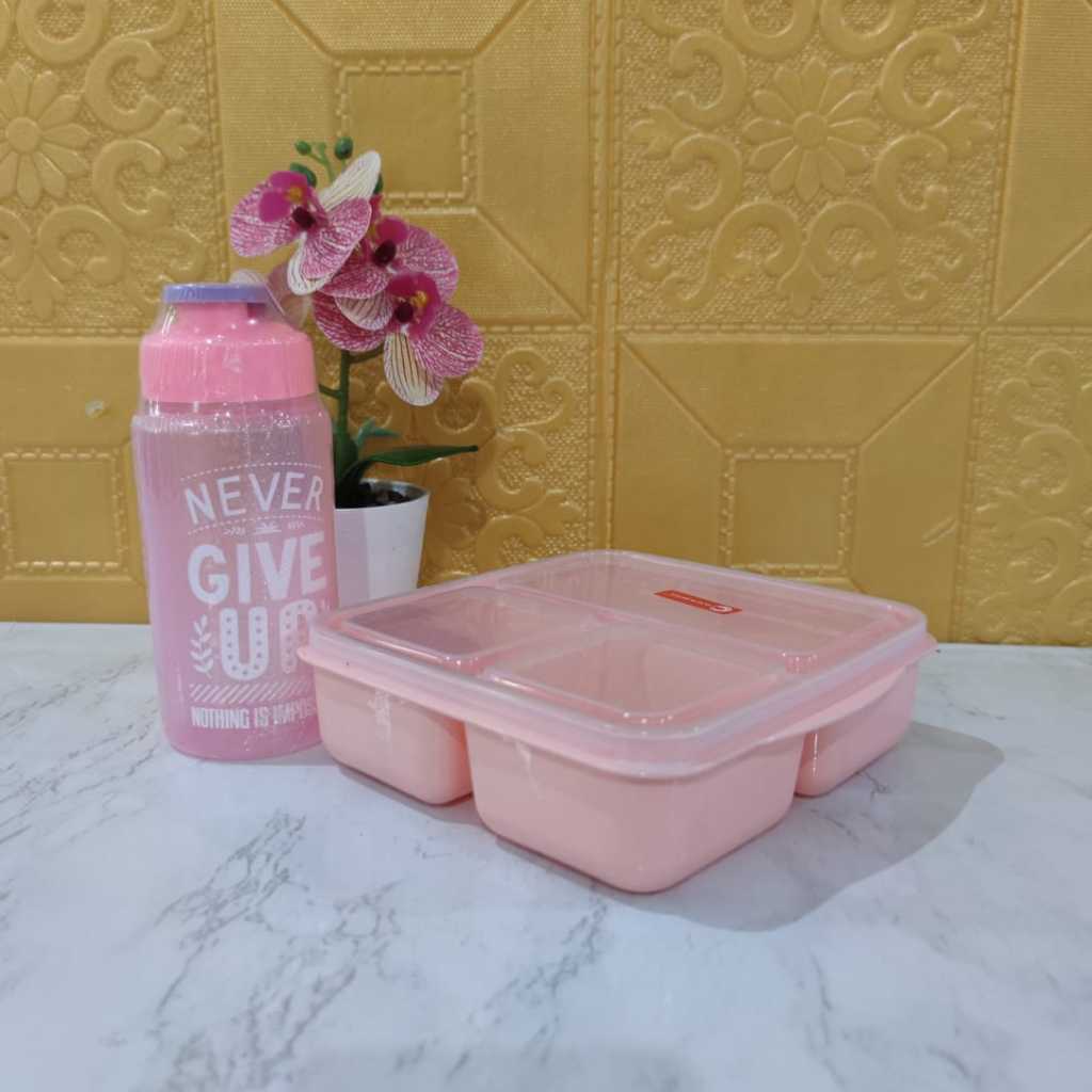 PAKET MURAH  kotak makan/ tempat makan/ lunch box/ souvernir ultah Clio nara+BOTOL MINUM PLASTIK / B