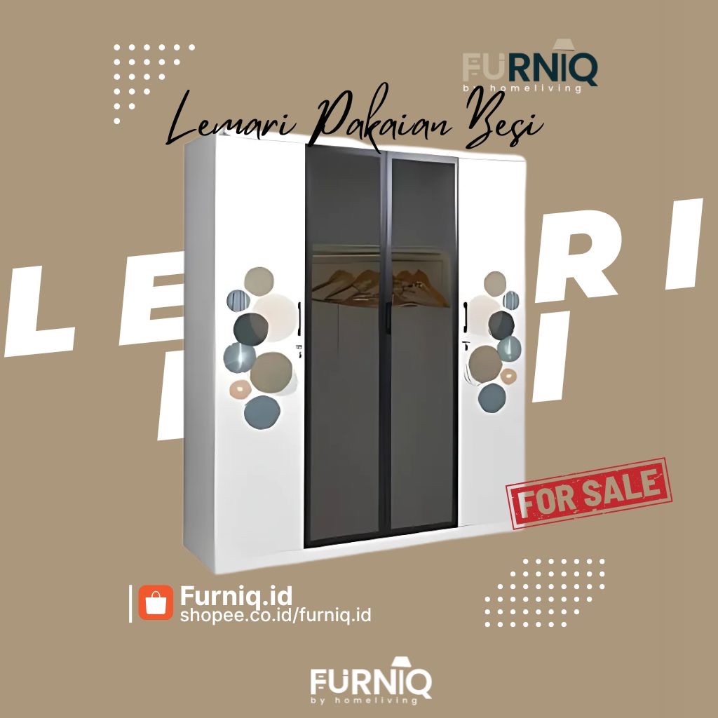 FURNIQ.ID - LEMARI PAKAIAN OLYMSTEEL 4 PINTU - LEMARI PAKAIAN BESI 4 PINTU - LEMARI BAJU BESI 4 PINT