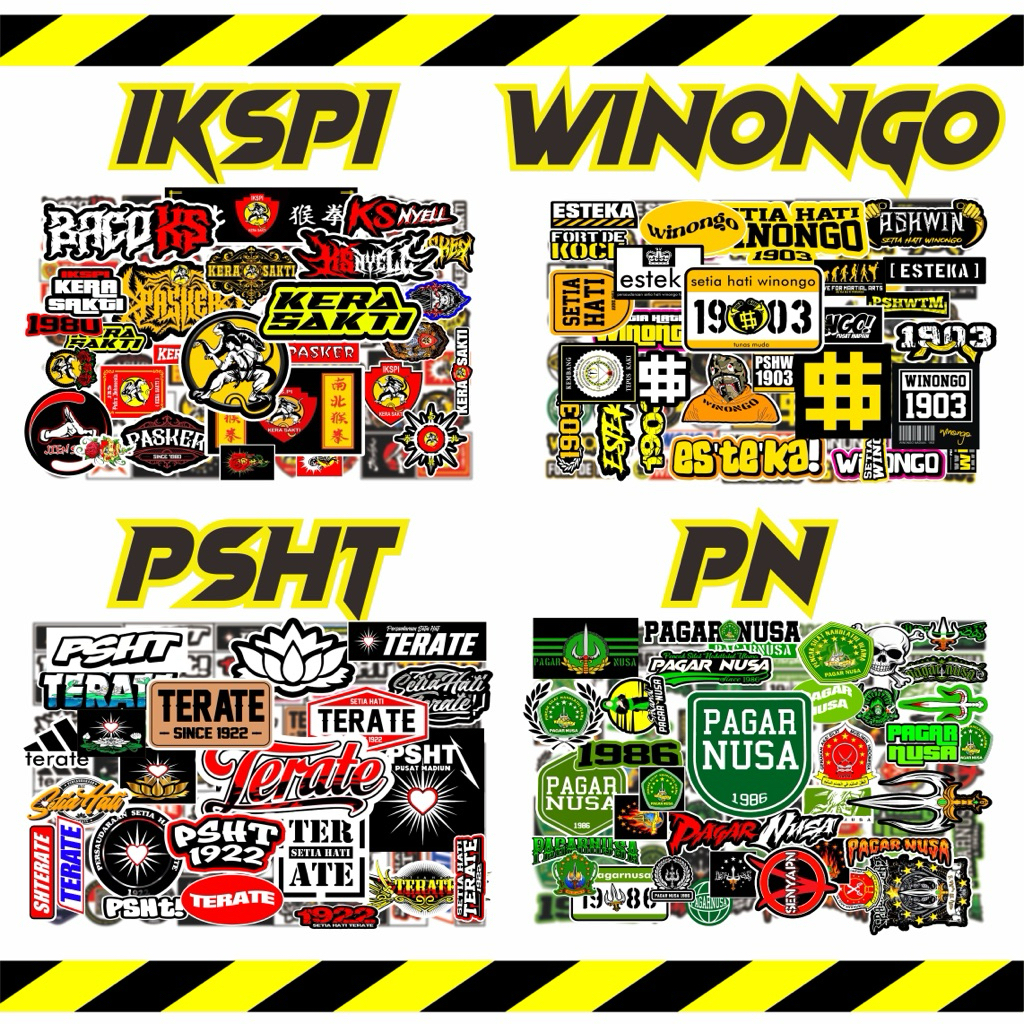

Stiker Pack PSHT | PSHW | IKSPI | Pagar Nusa premium cutting vinly & hologram isi 52 Pcs.