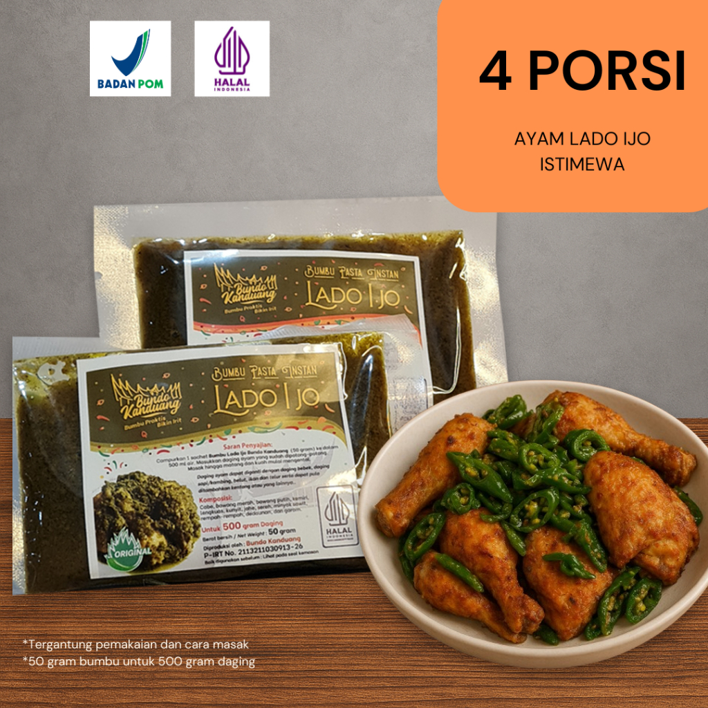 

Bumbu Instan Cabe Ijo Bumbu Masak Lado Ijo Bundo Kanduang Asli Padang