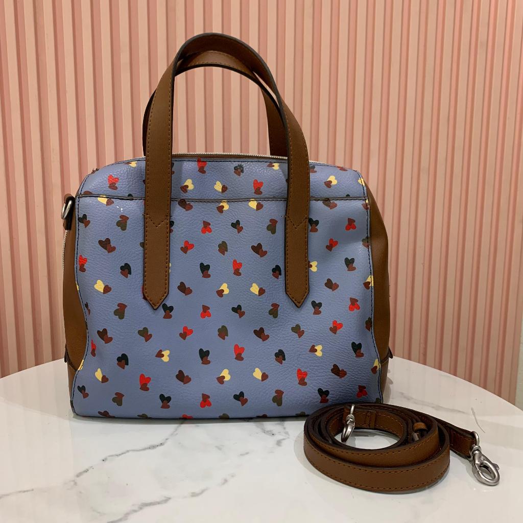 Tas Fossil Sydney Satchel Love Printed Blue Multi PRELOVED