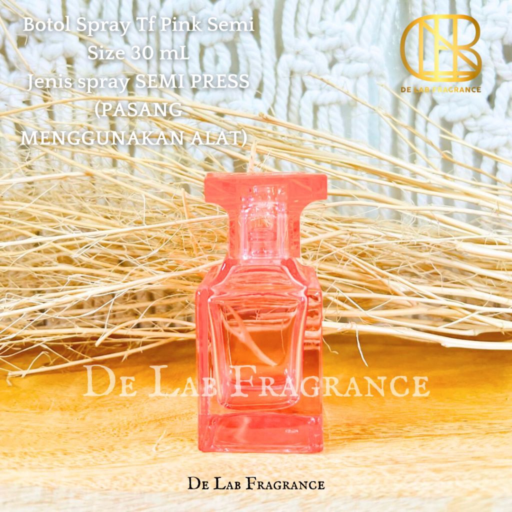 botol parfum tomfrd 30 ml pink semi press gold/botol parfum kotak 30 ml/botol parfum acrylic 30 ml/b