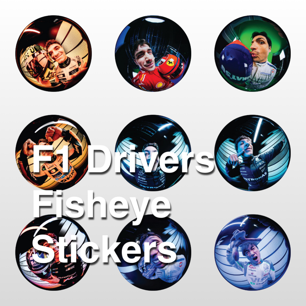 

F1 Drivers Fisheye Vinyl Sticker Formula 1 - Leclerc, Sainz, Norris, Piastri, etc. [Downforce Studio]
