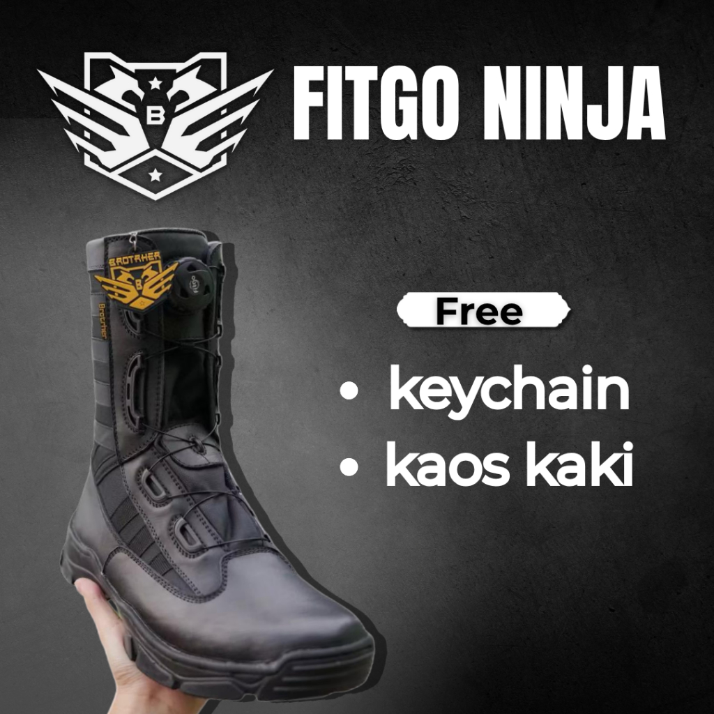 BROTRHER Fitgo Ninja Sepatu Pdl Tali Putar Tactical TNI Polri Security
