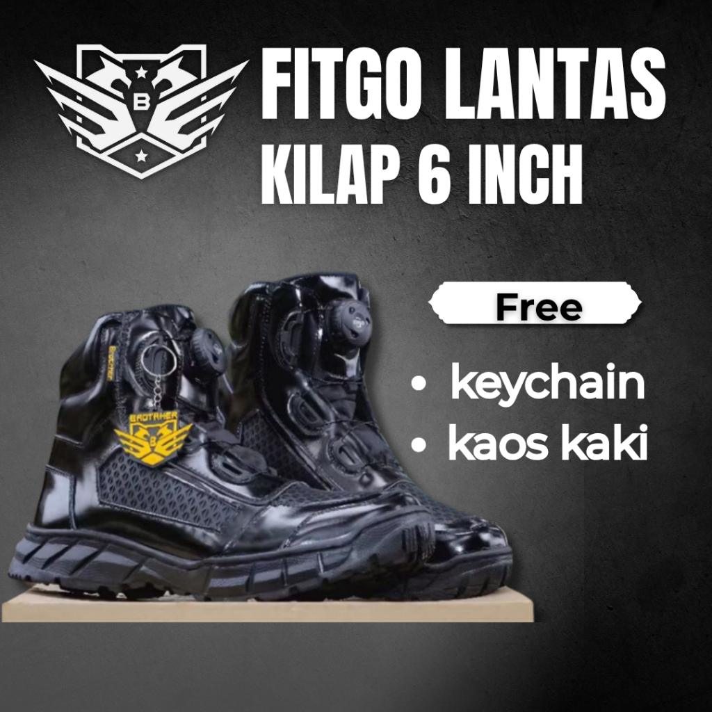 BROTRHER Fitgo sepatu Lantas Kulit Kilap Sepatu Pdh 6 Inch