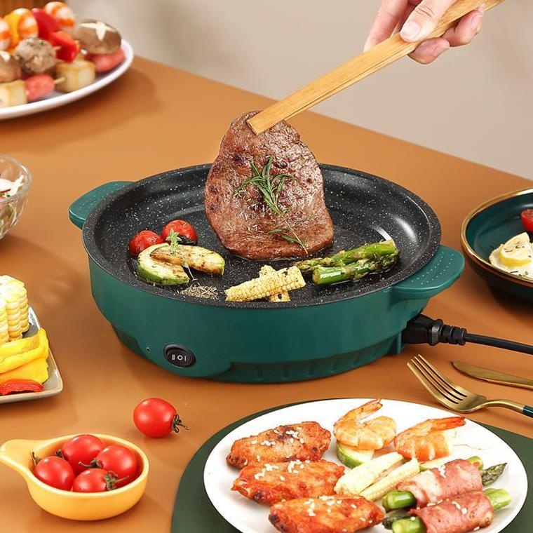 Panggangan Listrik Nampan Pemanggang Elektrik Multifungsi Cooker Bbq Panci Listrik Anti Lengket Waja