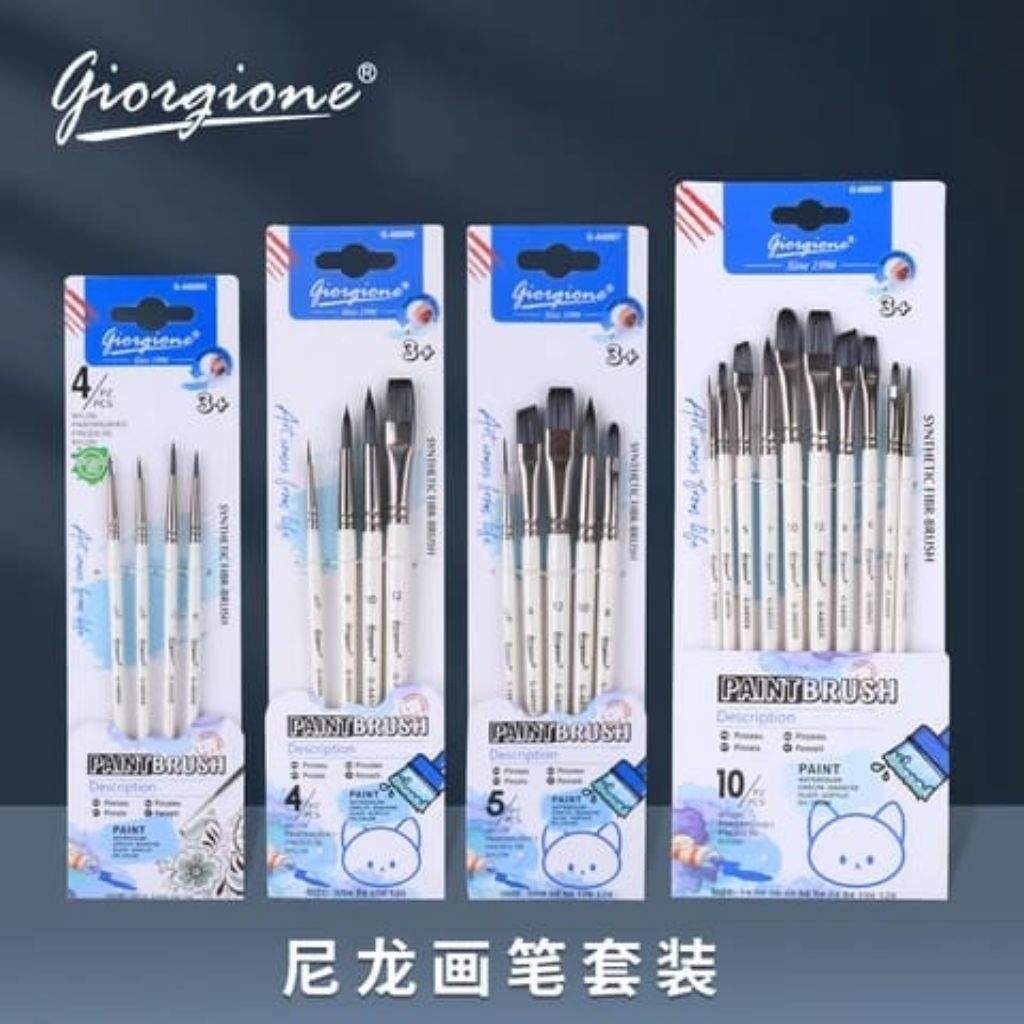 

Giorgione Paint Brush Set Kuas Cat Nylon Isi 4/5/6/12 Pcs