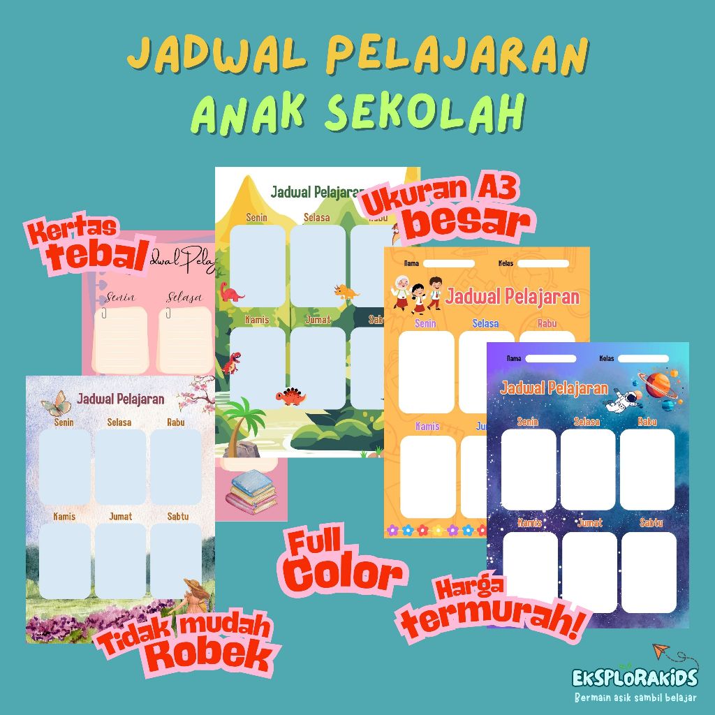 

Jadwal Pelajaran Sekolah Poster Ukuran A3 Art Cartoon