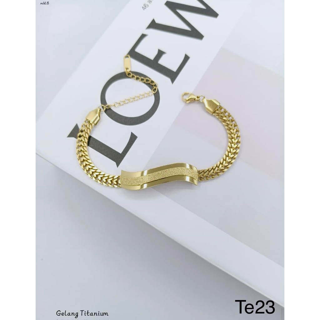 GELANG ASLI TITANIUM GELANG BANGLE / GELANG TIKAR / RANTAI /GOLD DAN SILVER  TITANIUM CLOVER / GELAN