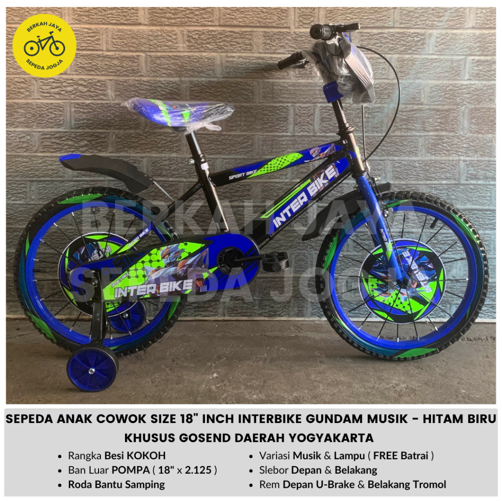 Sepeda Anak Cowok 18 inch BMX Interbike Inter Bike Robot Gundam Musik Lampu