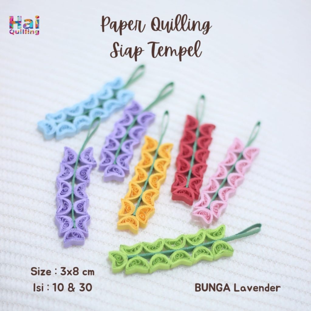 

Paper Quilling/Siap tempel/Desain Bunga Lavender/ukuran 3x8 cm