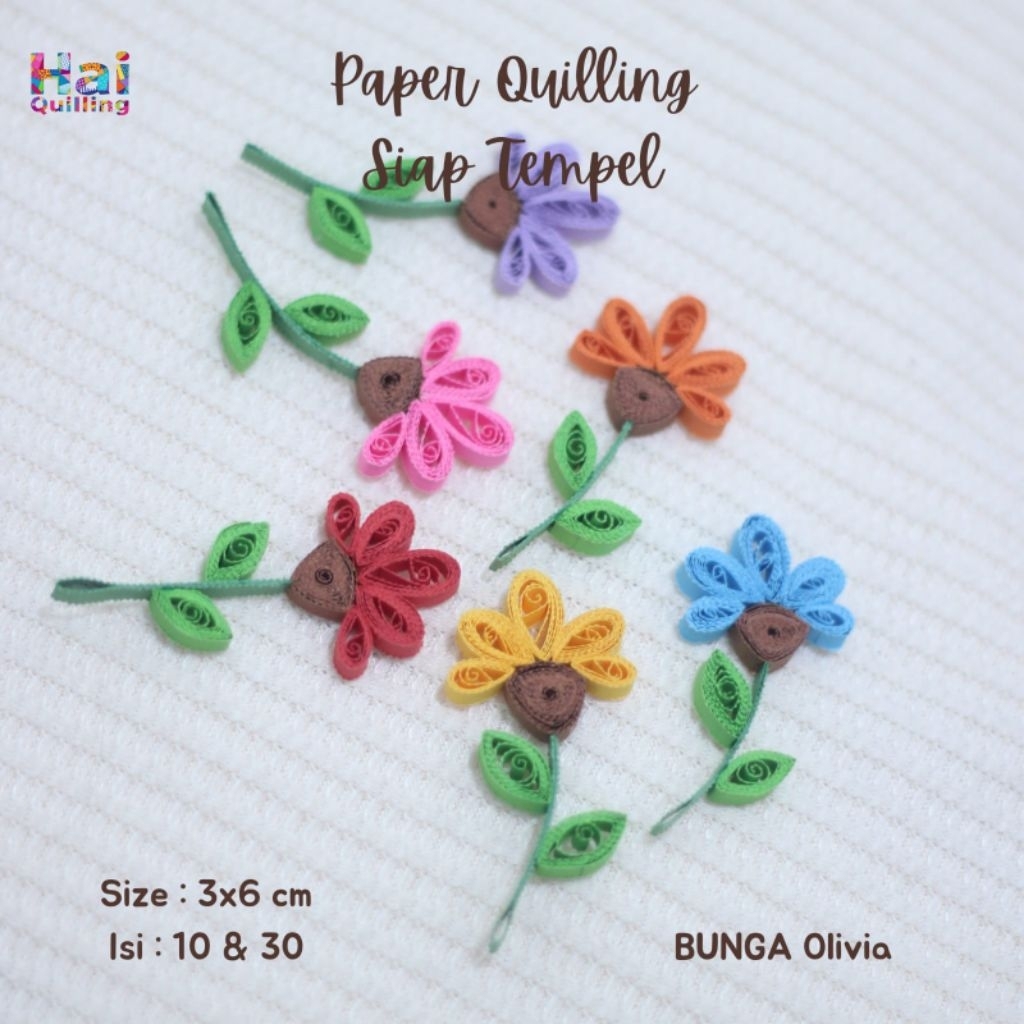 

Paper Quilling/Siap tempel/Desain Bunga Olivia/ukuran 3x6 cm