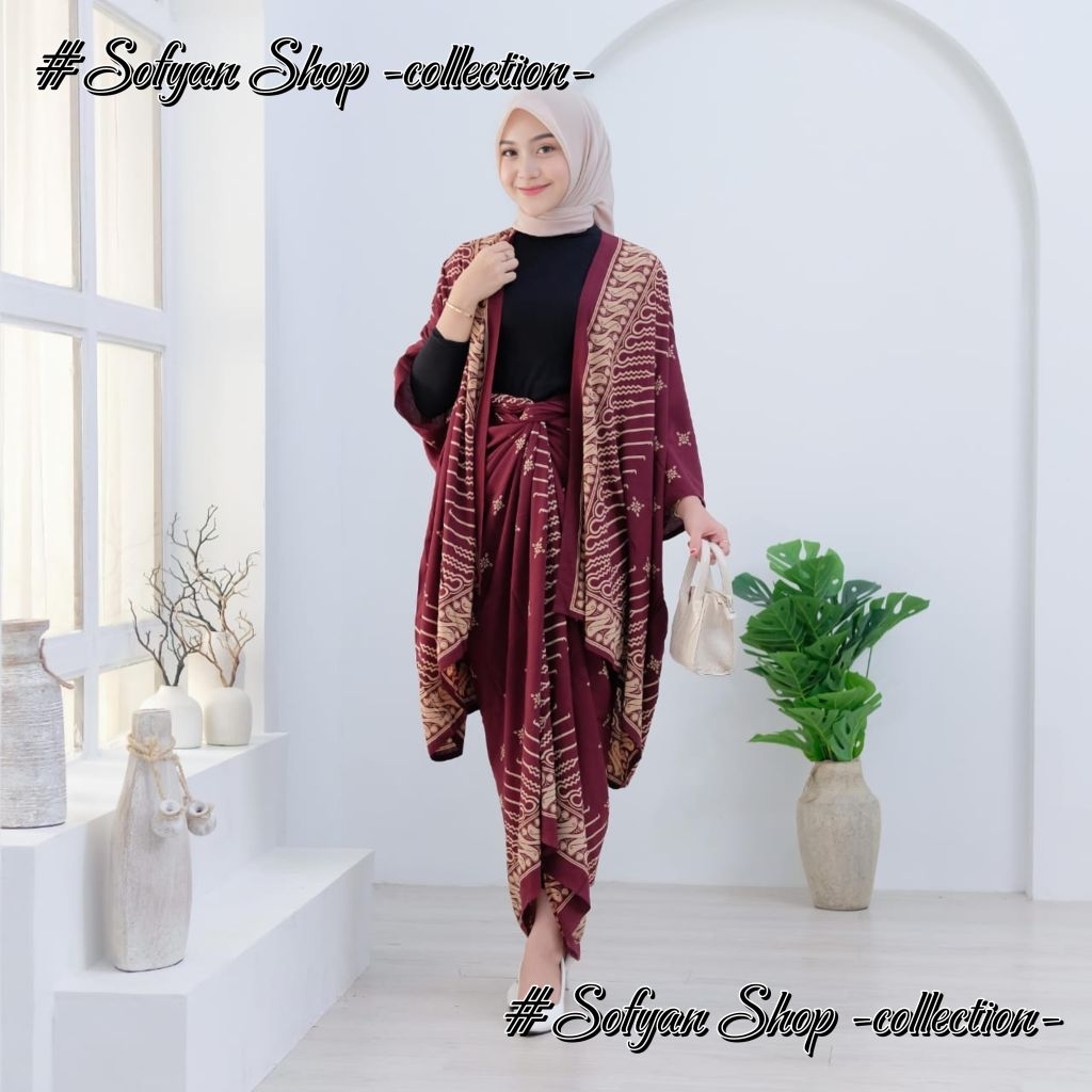 BAJU KONDANGAN BATIK WANITA ONE SET CARDIGAN BAHAN RAYON