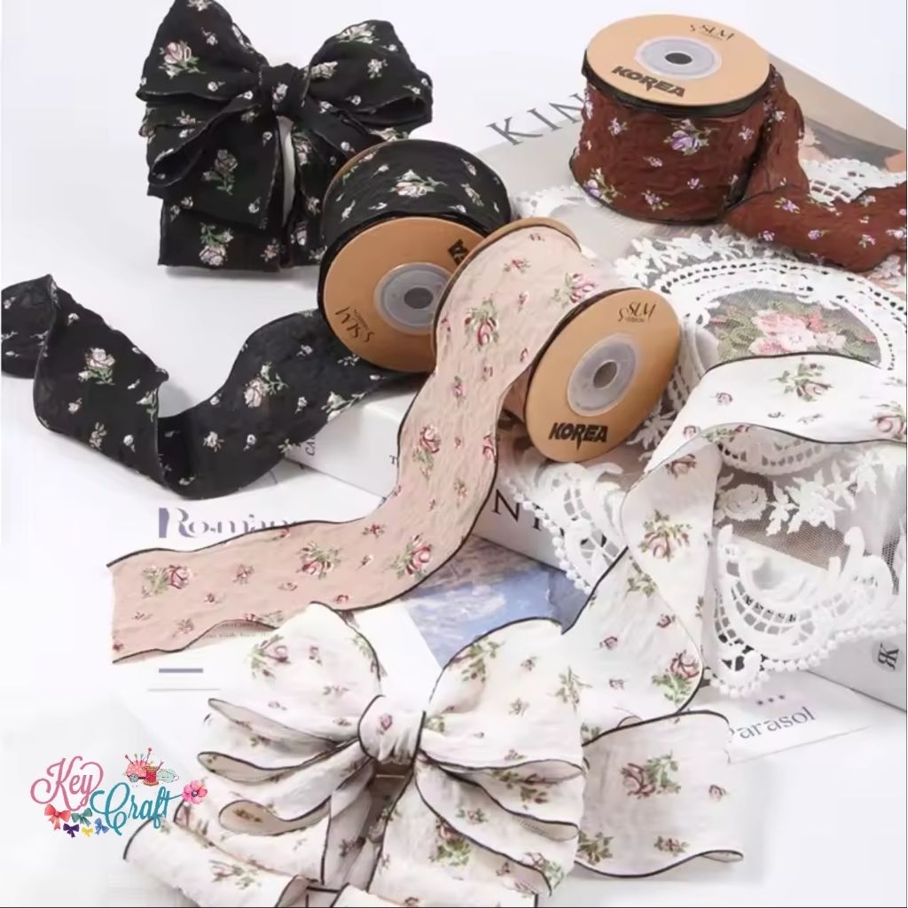 

Pita Korea kerutan chiffon Floral lebar 5cm (1yard=90cm)