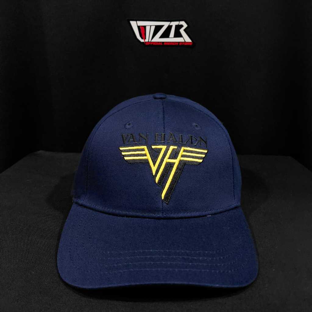 Topi / Baseball Cap VAN HALEN - TEXT & YELLOW LOGO (NAVY) Original