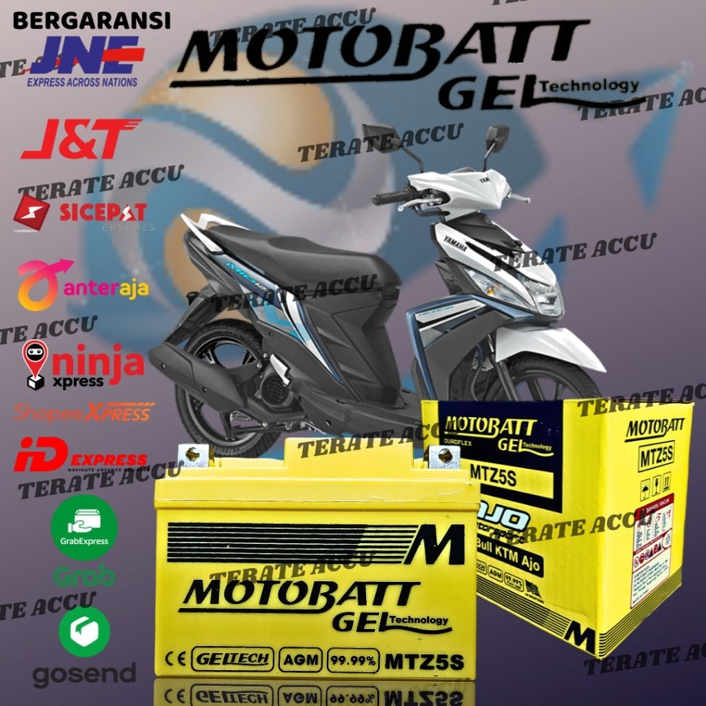 Aki Motor Motobatt Yamaha Mio M3 , Mio J , Mio S , Mio Z MTZ 5s GEL Aki Kering