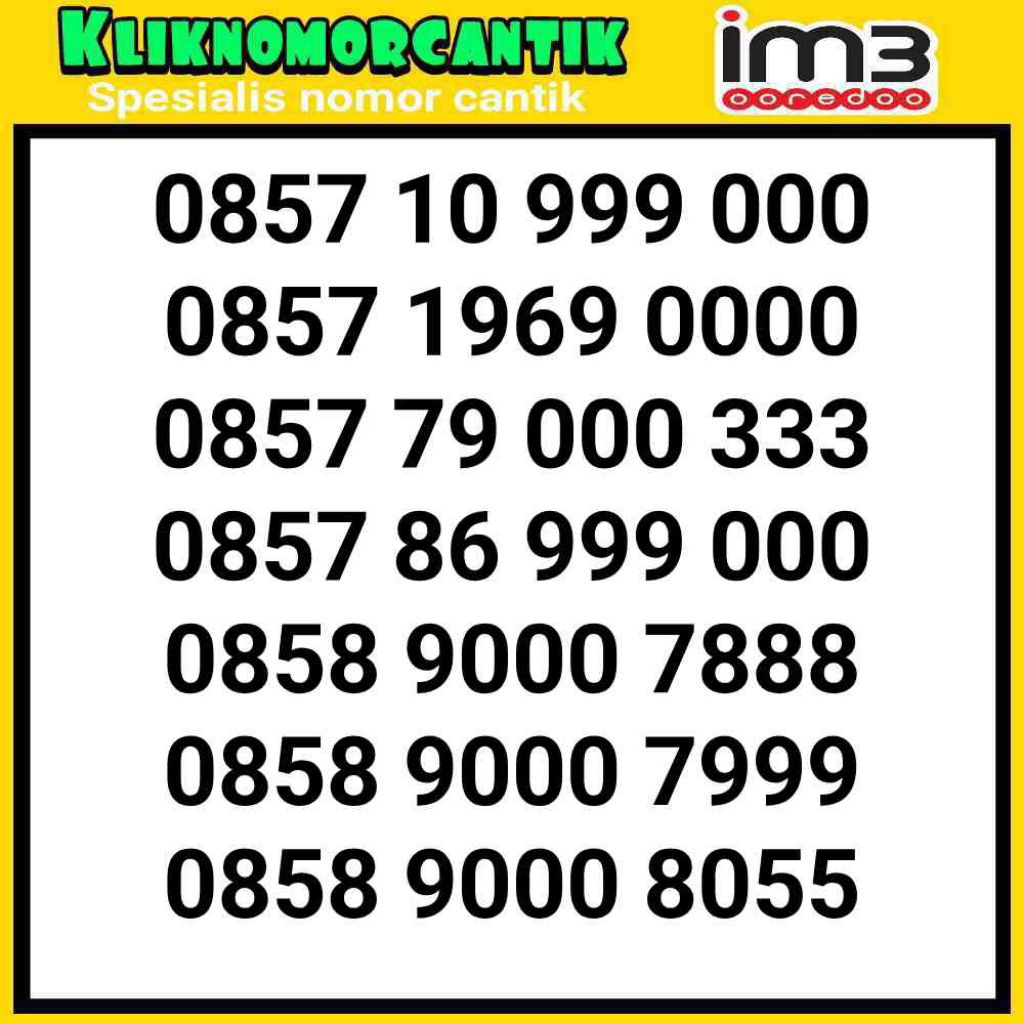 nomor cantik Indosat 4G&5G kartu Perdana IM3 seri 9000 A8