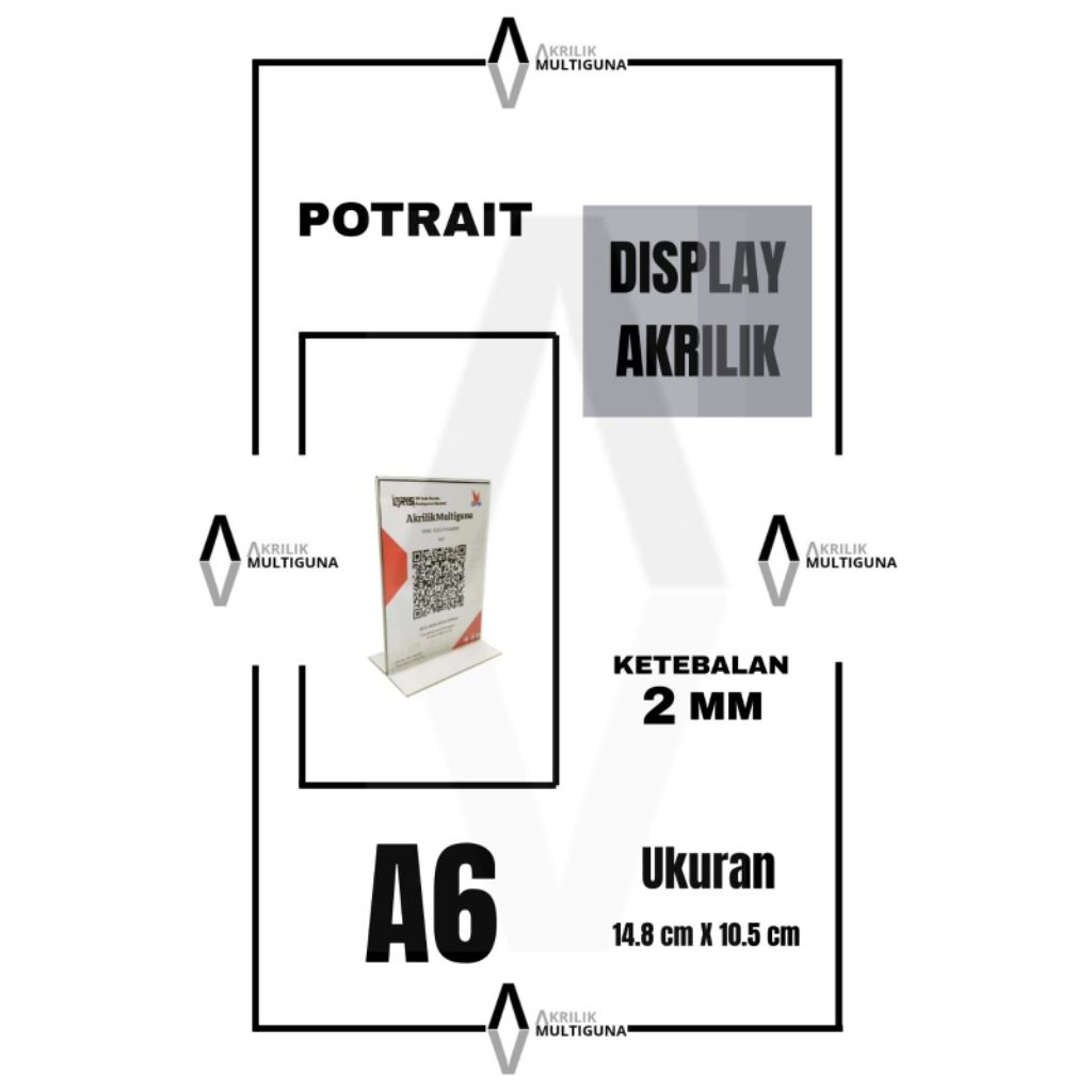 

Tempat Brosur Display Menu Standing Akrilik Acrylic Tempat Brosur Menu Qris A6 TIPE T Tebal 2mm