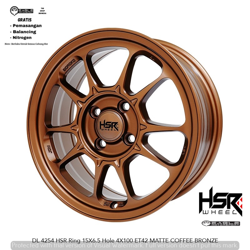 Velg Mobil Ring15 HSR DL 4254 Untuk Alya Calya Sigra Mobilio Civic dll r15