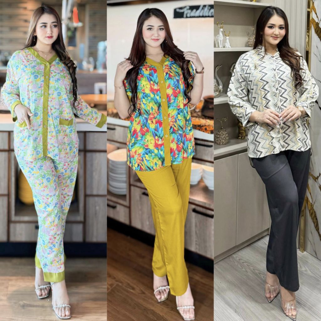 ONE SET PIYAMA SET LILY SET PIYAMA KOREA SET GIGI ori Naura - Setelan Viral Setelan Busui Piyama Paj