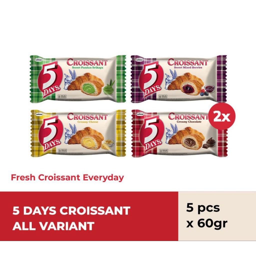 

Roti croissant 5days paket ISI 5 rasa mix bebas pilih rasa sesuai selera