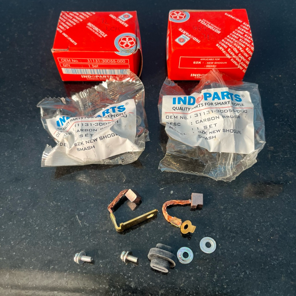 carbon brush arang dinamo starter Suzuki shogun 110 smash merk indopart