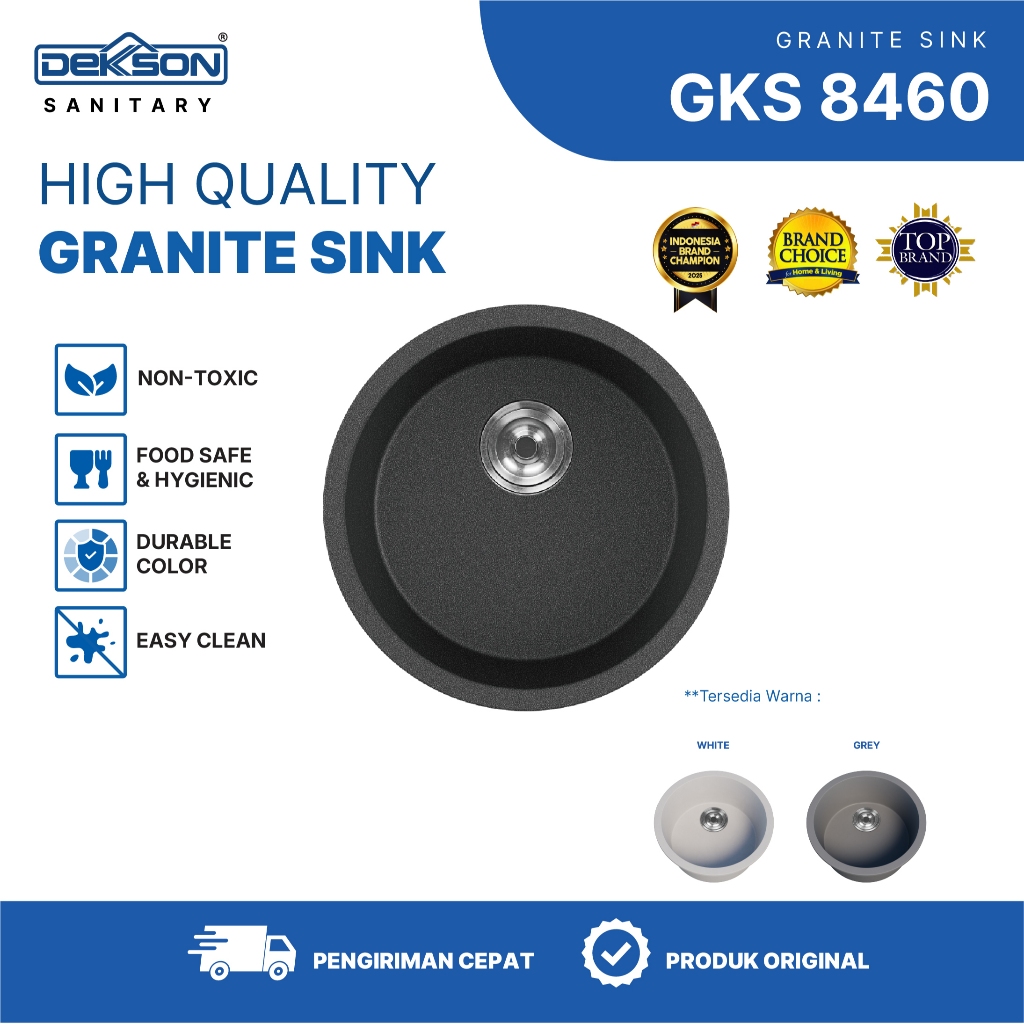 DEKKSON Granite Kitchen Sink Sink Dapur Anti Gores & Tahan Panas GKS 8460